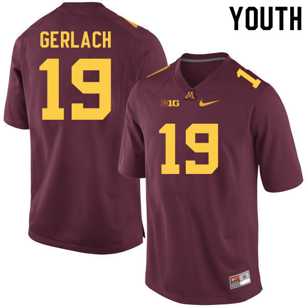 Youth #19 Joey Gerlach Minnesota Golden Gophers College Football Jerseys Sale-Maroon